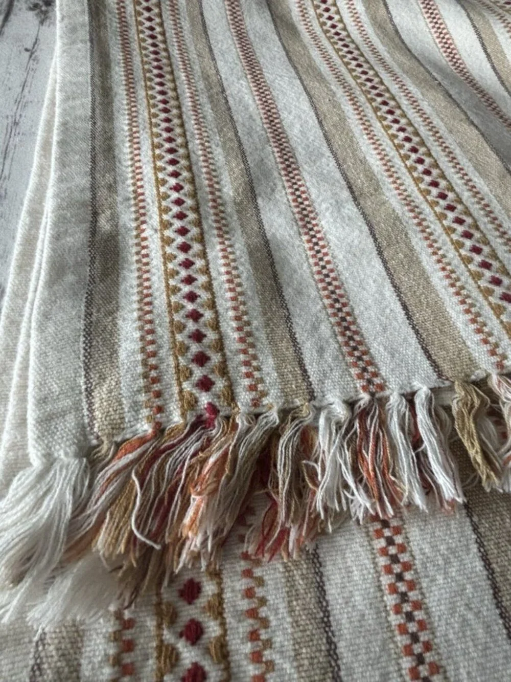 Pier 1 Imports Textured Woven Striped Fringe Table Runner 67